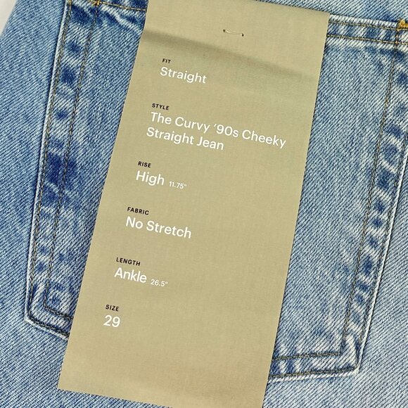 NWT Everlane Jeans Women's Size 29 The Curvy '90s Cheeky Blue - Picture 9 of 14